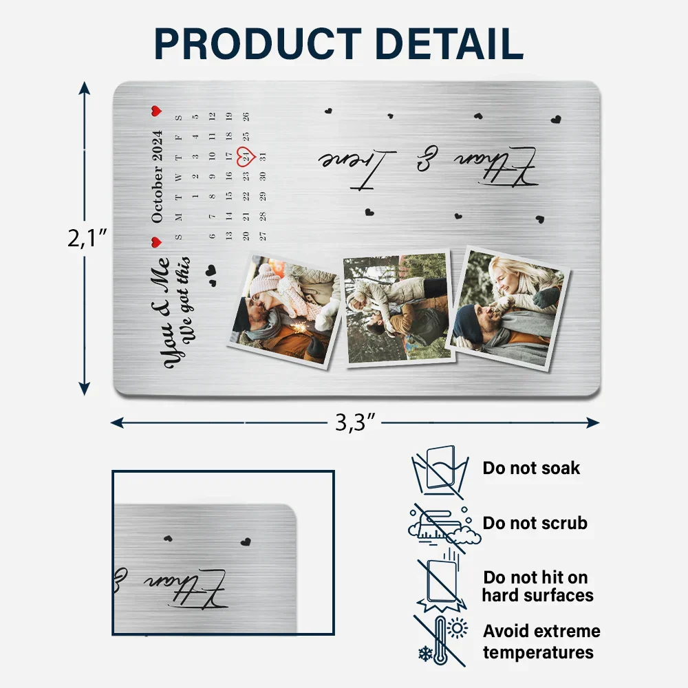 The Day Our Journey Began Custom Photo & Calendar - Personalized Aluminum Wallet Card - Image 4