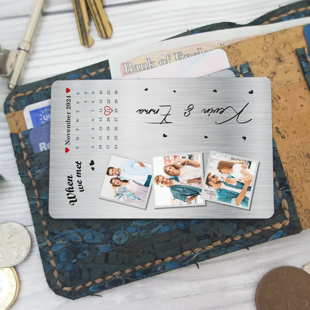 The Day Our Journey Began Custom Photo & Calendar - Personalized Aluminum Wallet Card - Image 6