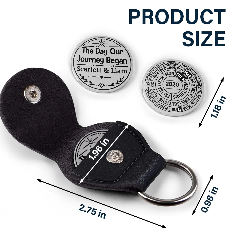 The Day We Became Us Circle Date Anniversary Reminder - Personalized Leather Pocket Hug - Image 5