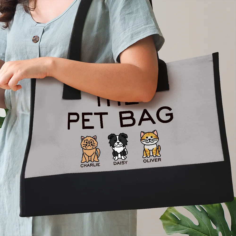 The Dog Bag Color Stick Figure Dog Cat - Personalized Canvas Tote Bag - Image 3