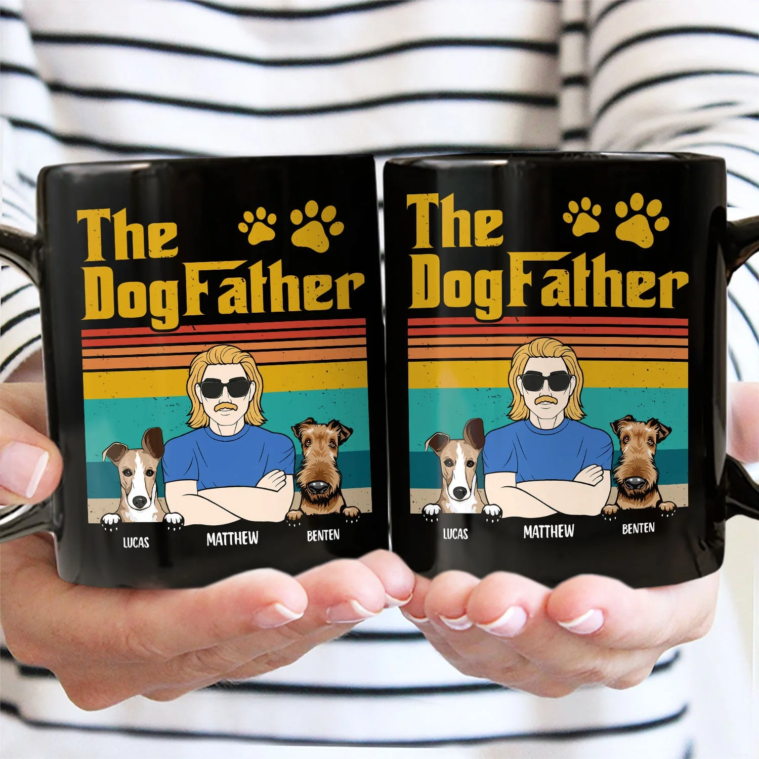 The Dog Father - Gift For Dog Dad, Dog Lovers - Personalized Black Mug - Image 2