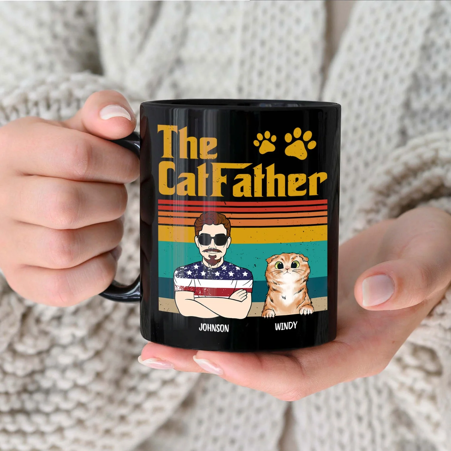 The Dog Father - Gift For Dog Dad, Dog Lovers - Personalized Black Mug - Image 3