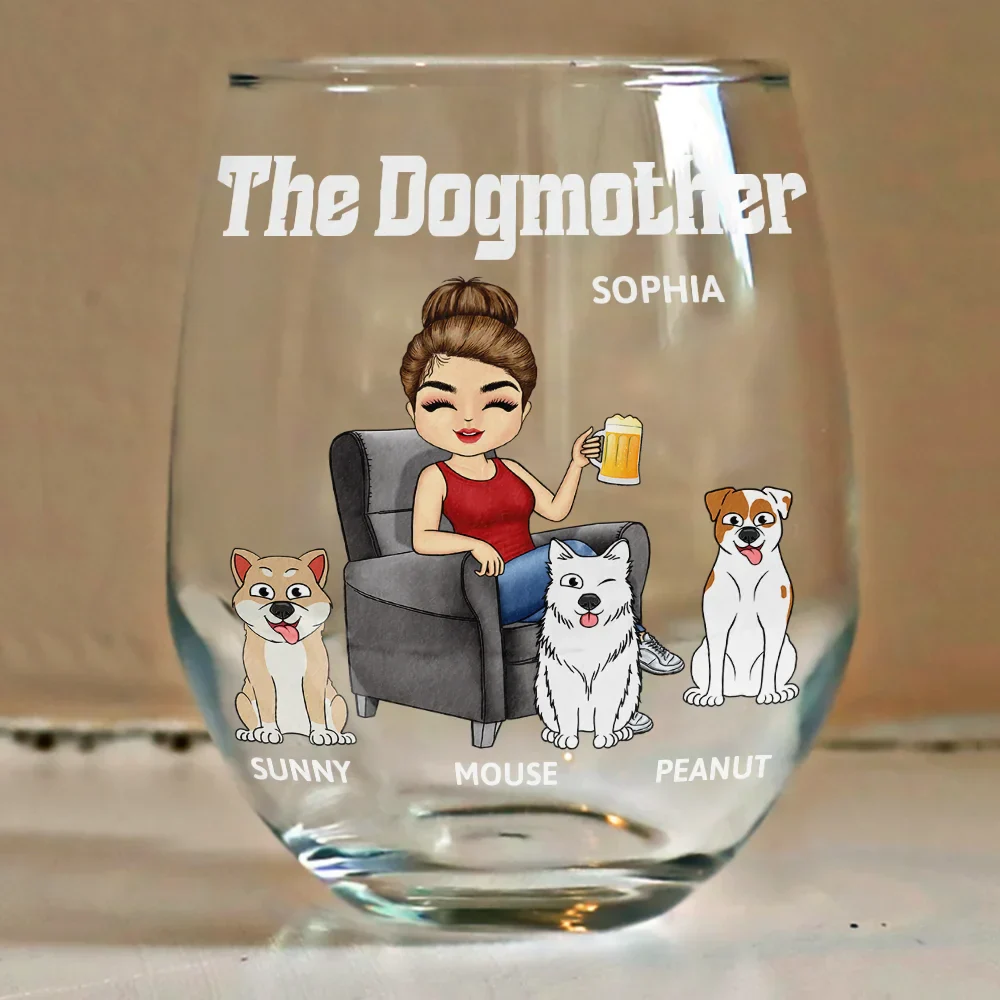 The Dog Mother - Personalized Stemless Wine Glass - Image 4