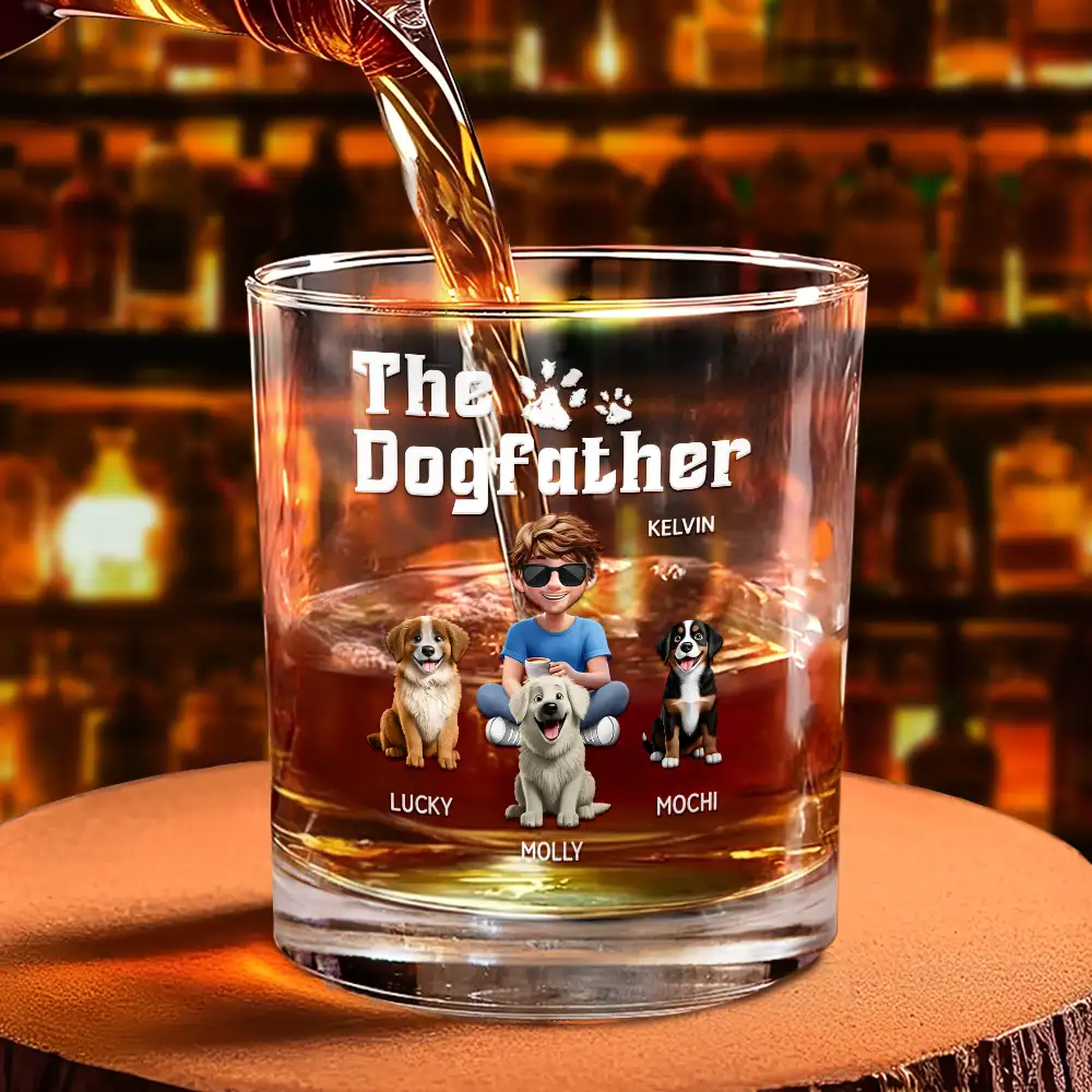 The Dogfather 3D Effect - Personalized Whiskey Glass - Image 4