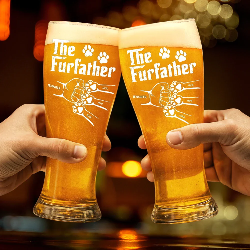 The Dogfather Pet Paw Hand Punch - Personalized Pilsner Glass - Image 2