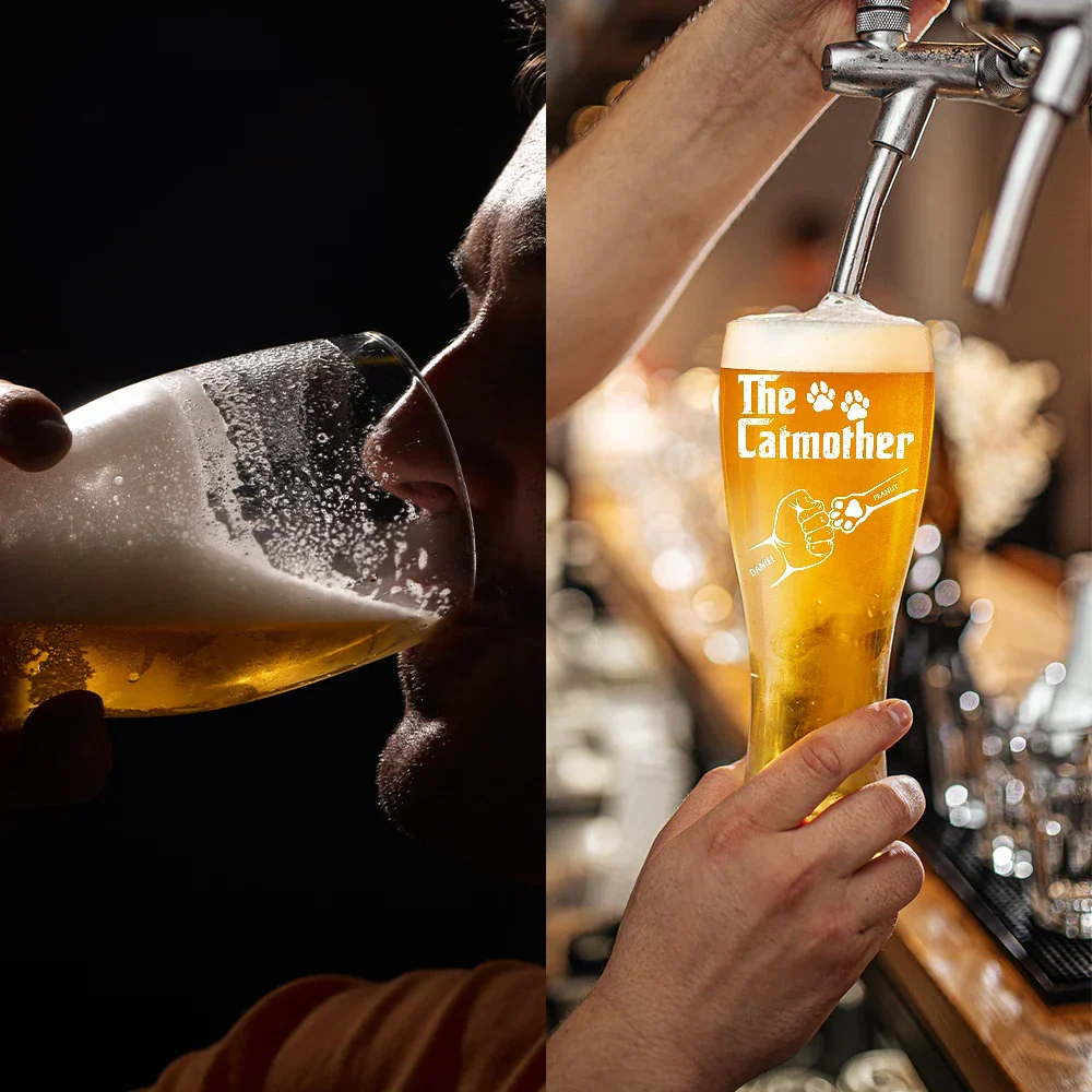 The Dogfather Pet Paw Hand Punch - Personalized Pilsner Glass - Image 4