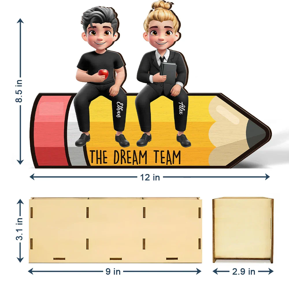 The Dream Team - Personalized Wooden Pen Pencil Holder - Image 5
