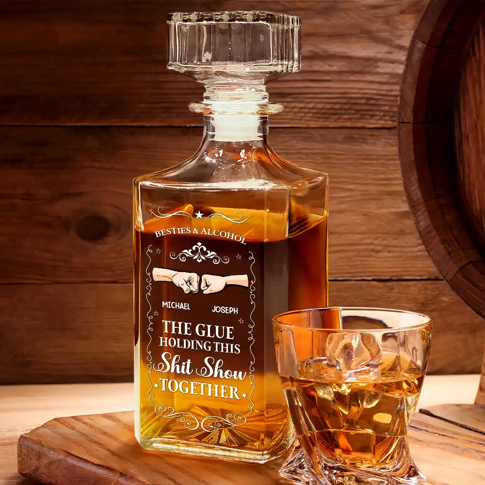 The Glue Holding - Personalized Square Whiskey Bottle - Image 2