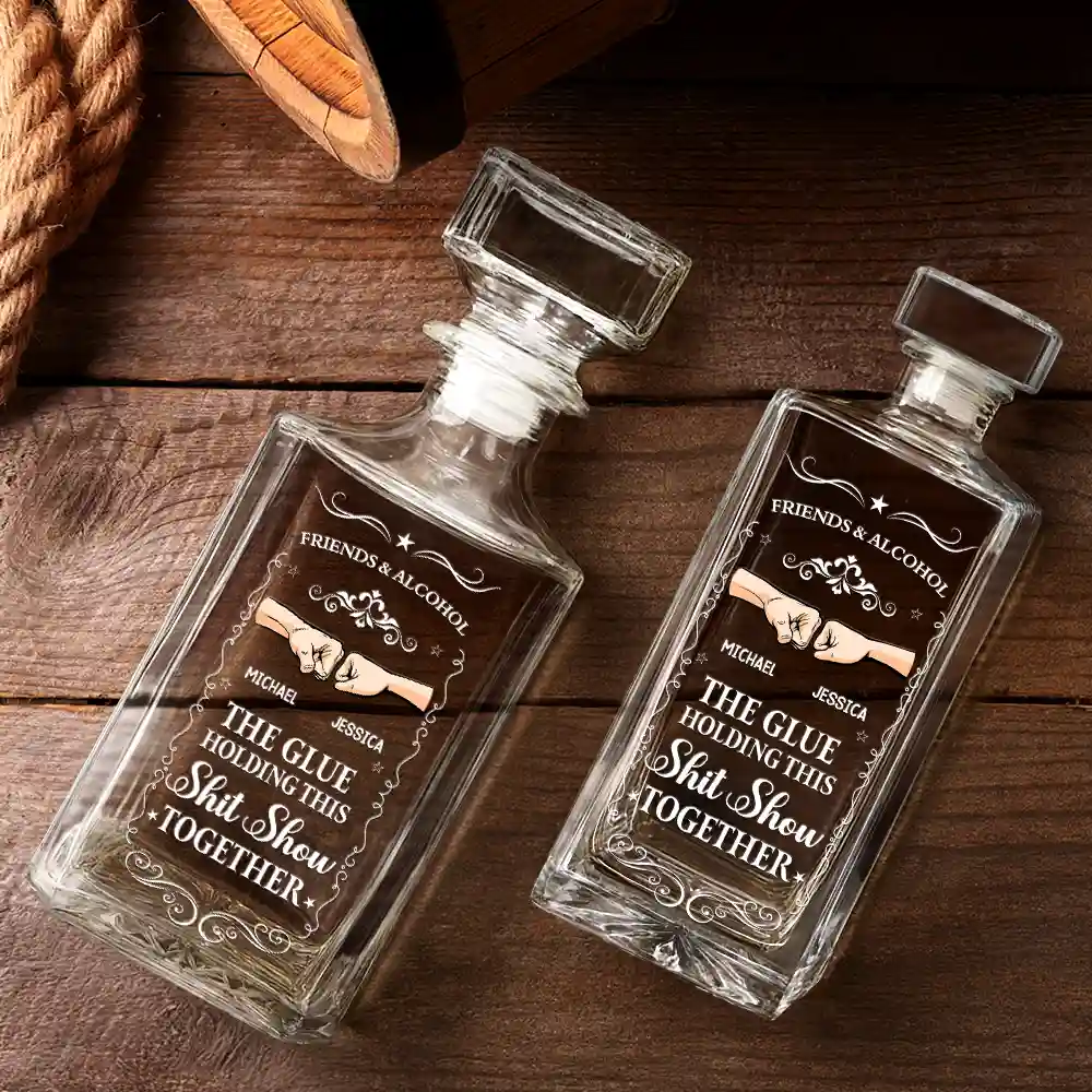 The Glue Holding - Personalized Square Whiskey Bottle - Image 3