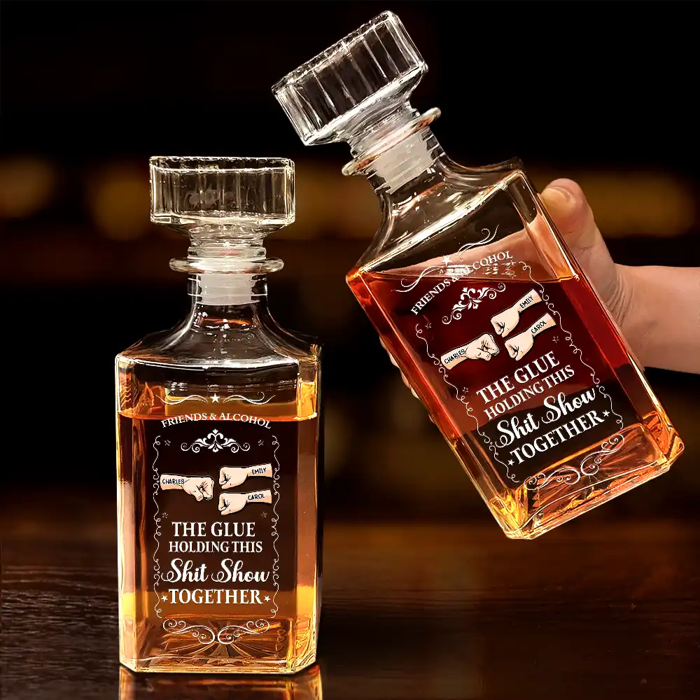 The Glue Holding - Personalized Square Whiskey Bottle - Image 4