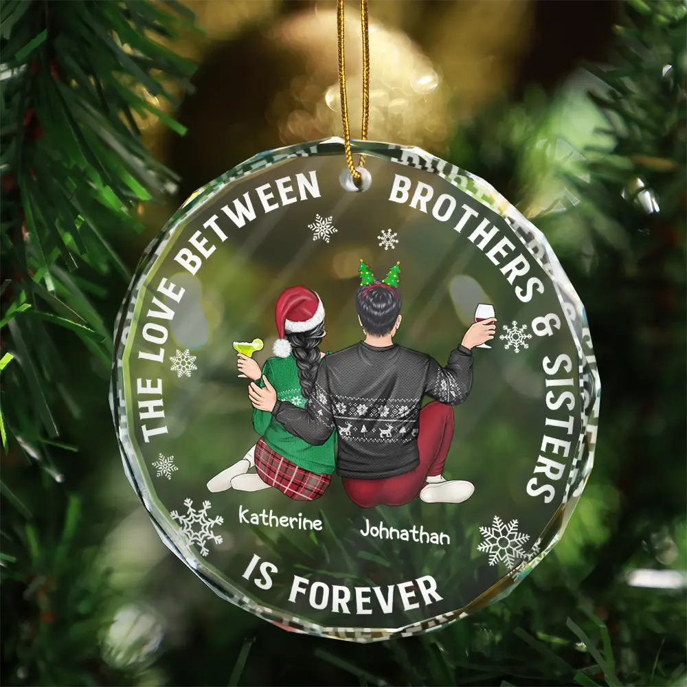 The Greatest Gift Our Parents Gave Us Family Sisters Brothers - Personalized Circle Glass Ornament - Image 3