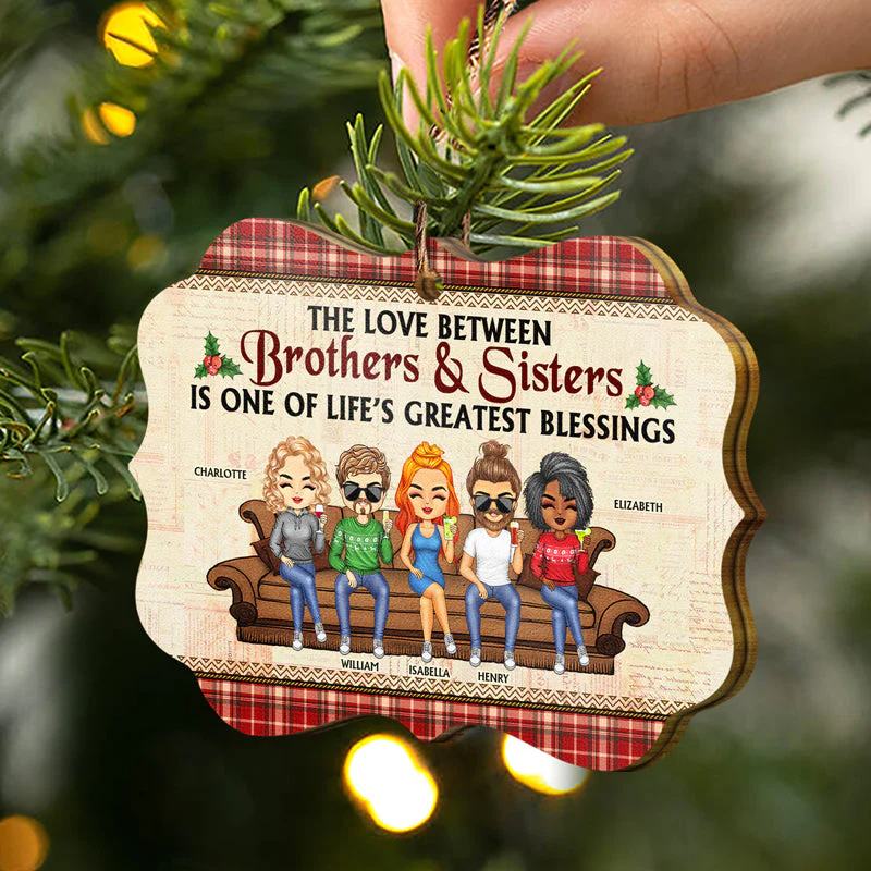 The Greatest Gift Our Parents Gave Us Was Each Other Chibi Brothers Sisters Sibling Parents - Christmas Gift For Family - Personalized Wooden Ornament - Image 2