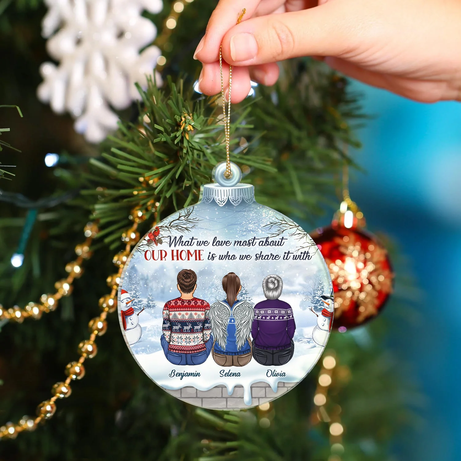 The Greatest Gift Our Parents Gave Us Was Each Other - Christmas Gift For Siblings, Parents - Personalized Custom Shaped Acrylic Ornament - Image 4