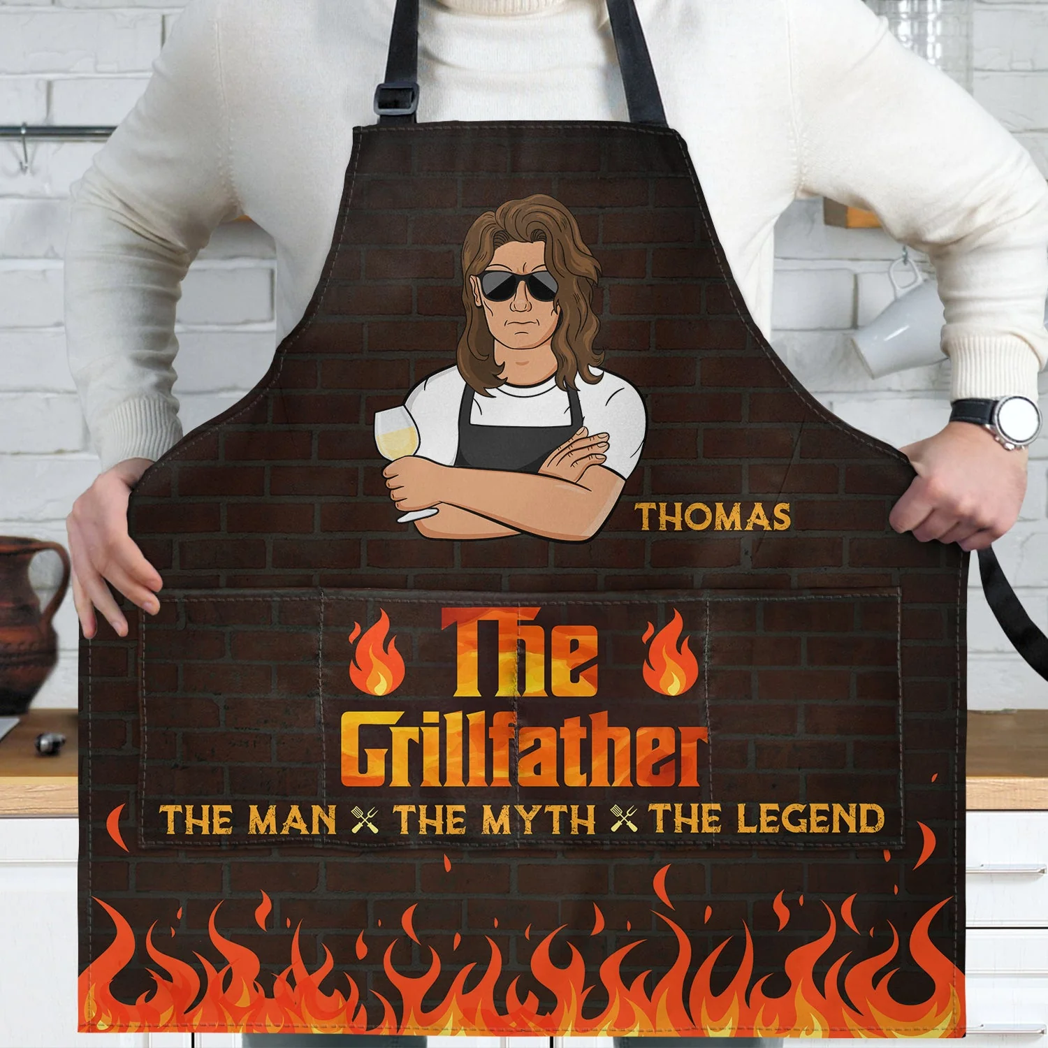 The Grillfather The Man The Myth The Legend - Gift For Father - Personalized Apron - Image 2