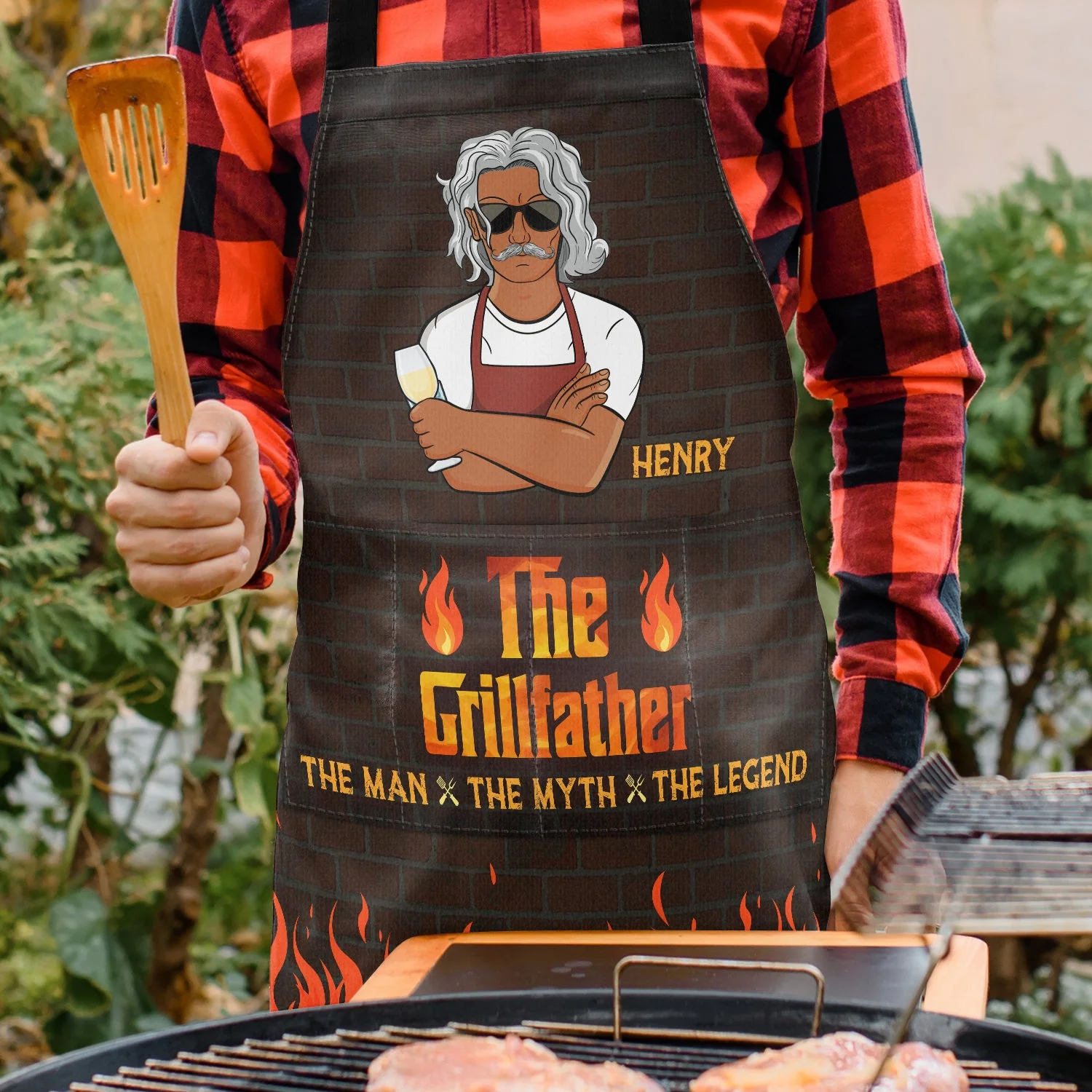 The Grillfather The Man The Myth The Legend - Gift For Father - Personalized Apron - Image 3