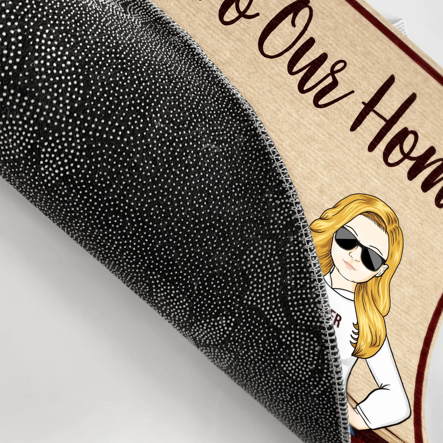 The Humans Just Live Here Couple With Dog Cat - Gift For Pet Lovers - Personalized Custom Doormat - Image 3