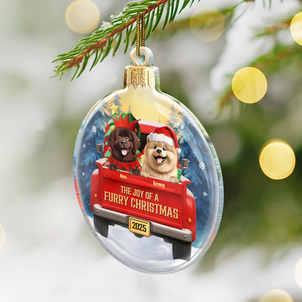 The Joy Of A Furry Christmas 3D Effect - Personalized Custom Shaped Acrylic Ornament - Image 2