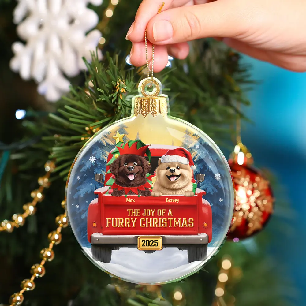 The Joy Of A Furry Christmas 3D Effect - Personalized Custom Shaped Acrylic Ornament - Image 4