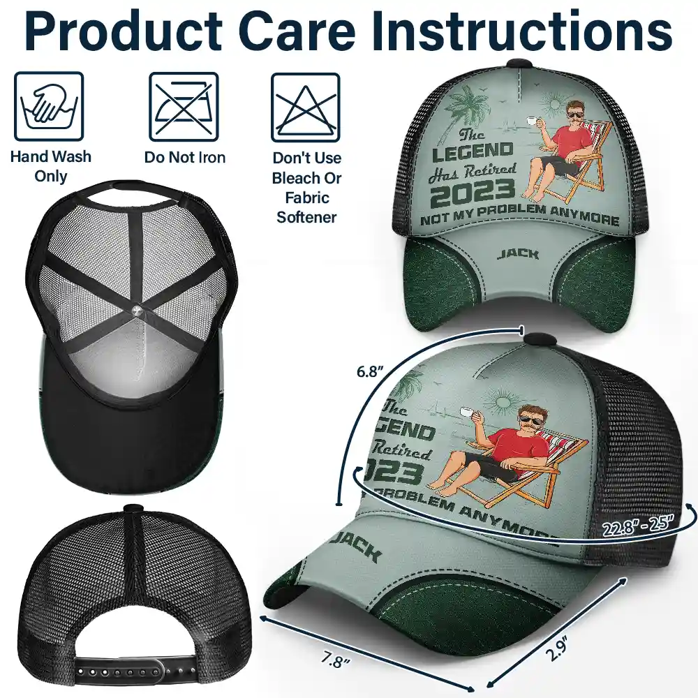The Legend Has Retired Not My Problem Anymore - Personalized Mesh-back Casual Cap - Image 4