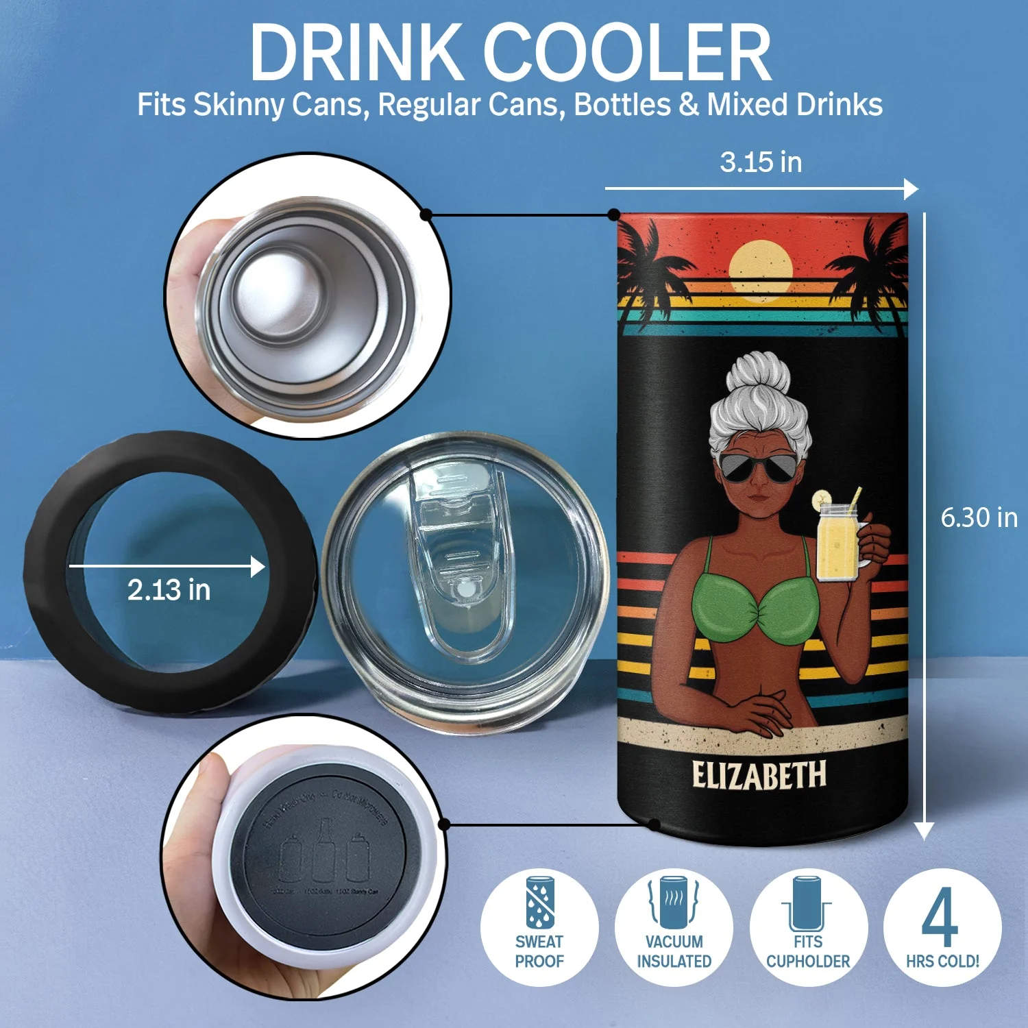 The Legend Has Retired Not My Problem Anymore Vintage - Retirement Gift For Him, Her - Personalized Custom 4 In 1 Can Cooler Tumbler - Image 4