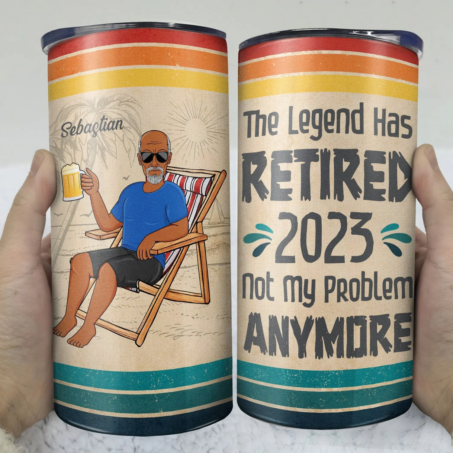 The Legend Has Retired Not My Problem Anymore Vintage - Retirement Gift - Personalized Custom 4 In 1 Can Cooler Tumbler - Image 3