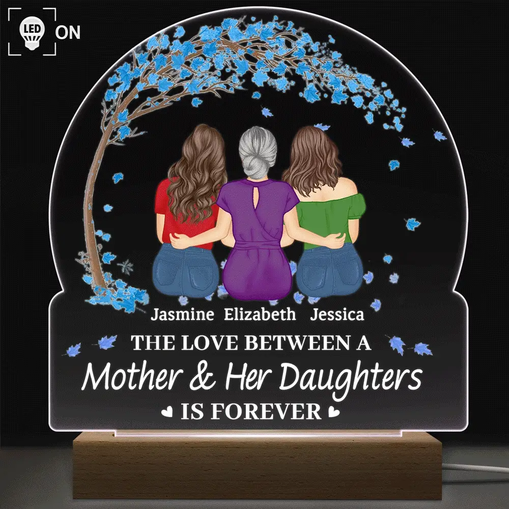 The Love Between A Mother & Her Daughters Sons - Personalized 3D Led Light Wooden Base - Image 2