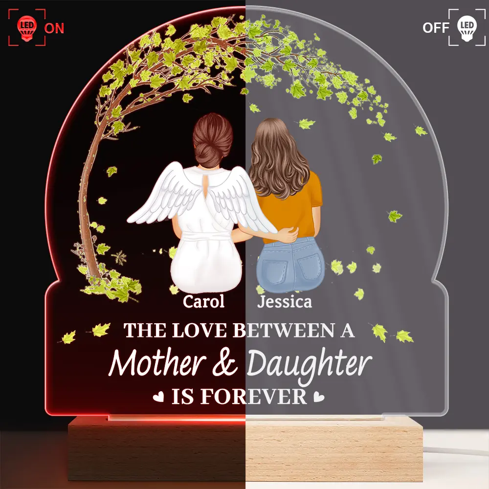 The Love Between A Mother & Her Daughters Sons - Personalized 3D Led Light Wooden Base - Image 3