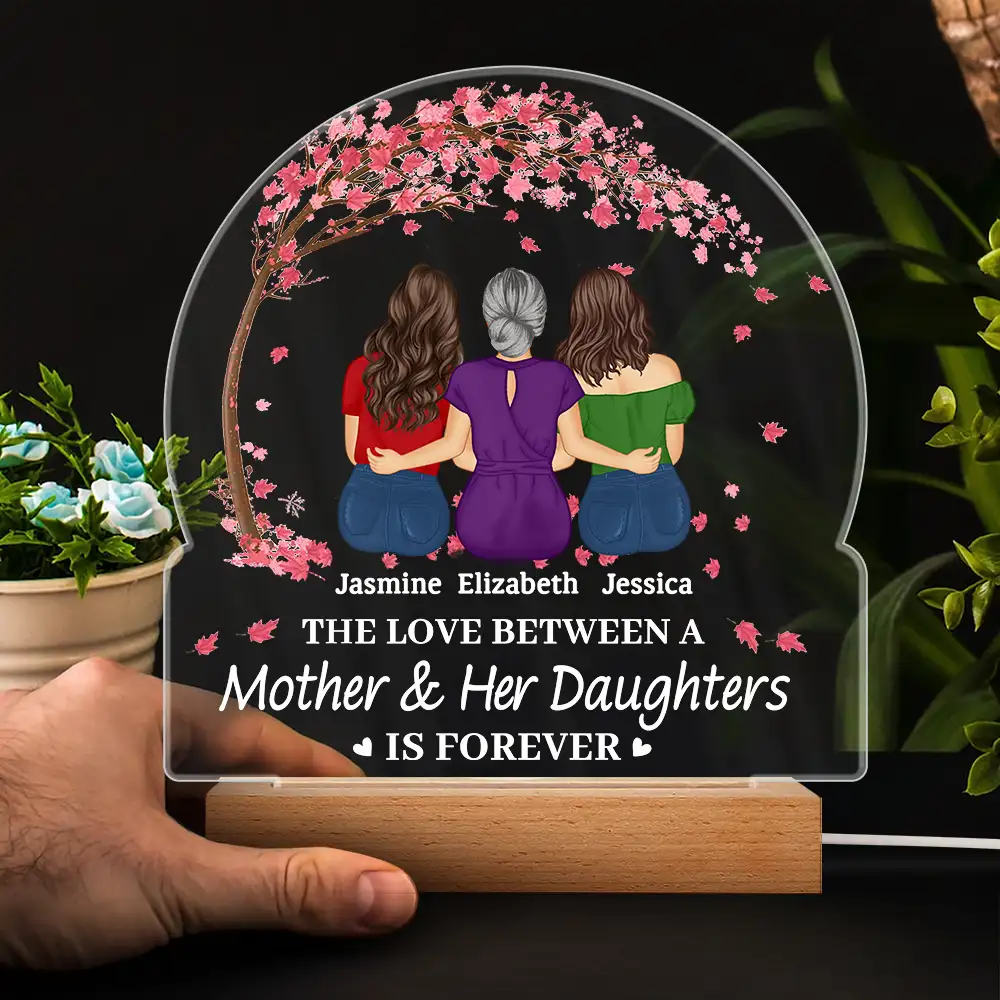 The Love Between A Mother & Her Daughters Sons - Personalized 3D Led Light Wooden Base - Image 4
