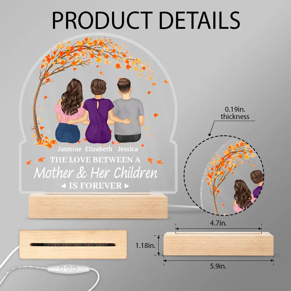 The Love Between A Mother & Her Daughters Sons - Personalized 3D Led Light Wooden Base - Image 5