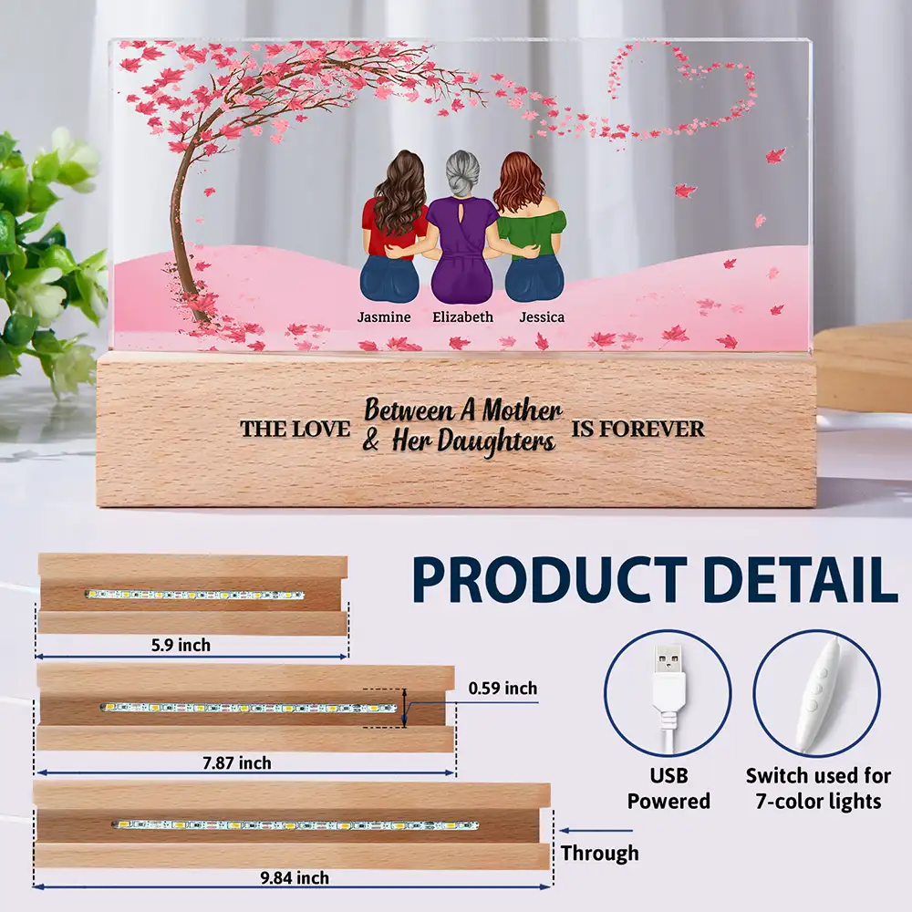 The Love Between A Mother & Her Daughters Sons - Personalized Rectangle LED Light - Image 6
