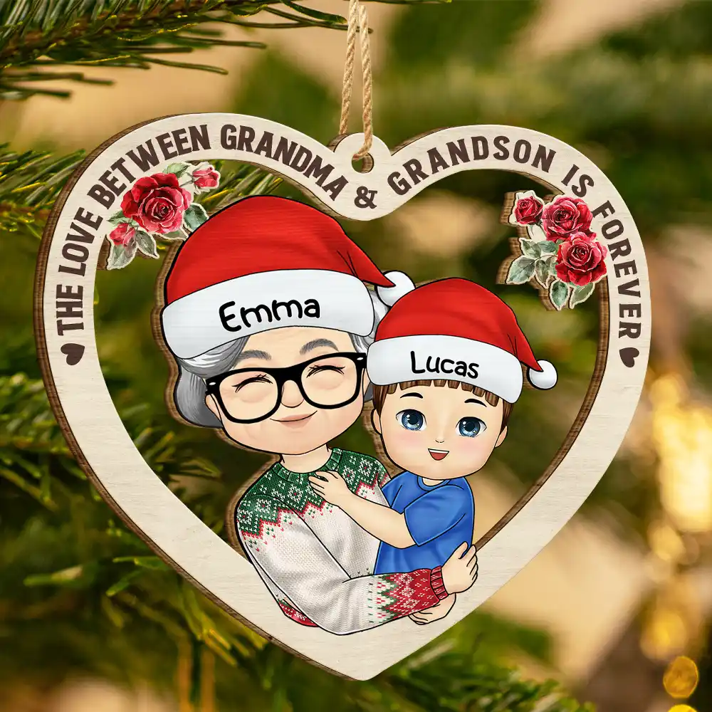 The Love Between Grandma And Grandkids Is Forever - Personalized Wooden Cutout Ornament - Image 3