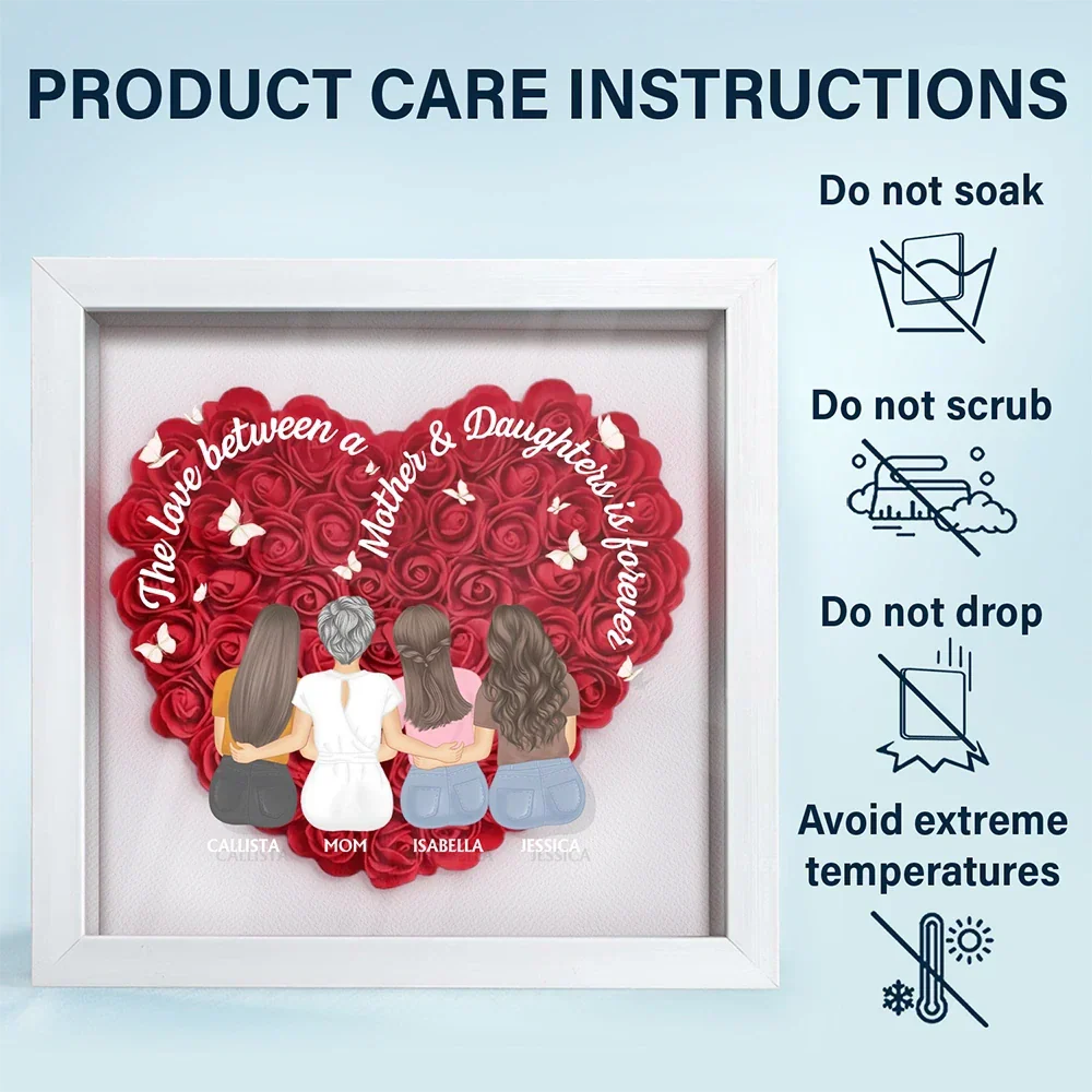 The Love Between Mother And Daughters Is Forever - Personalized Flower Shadow Box - Image 6