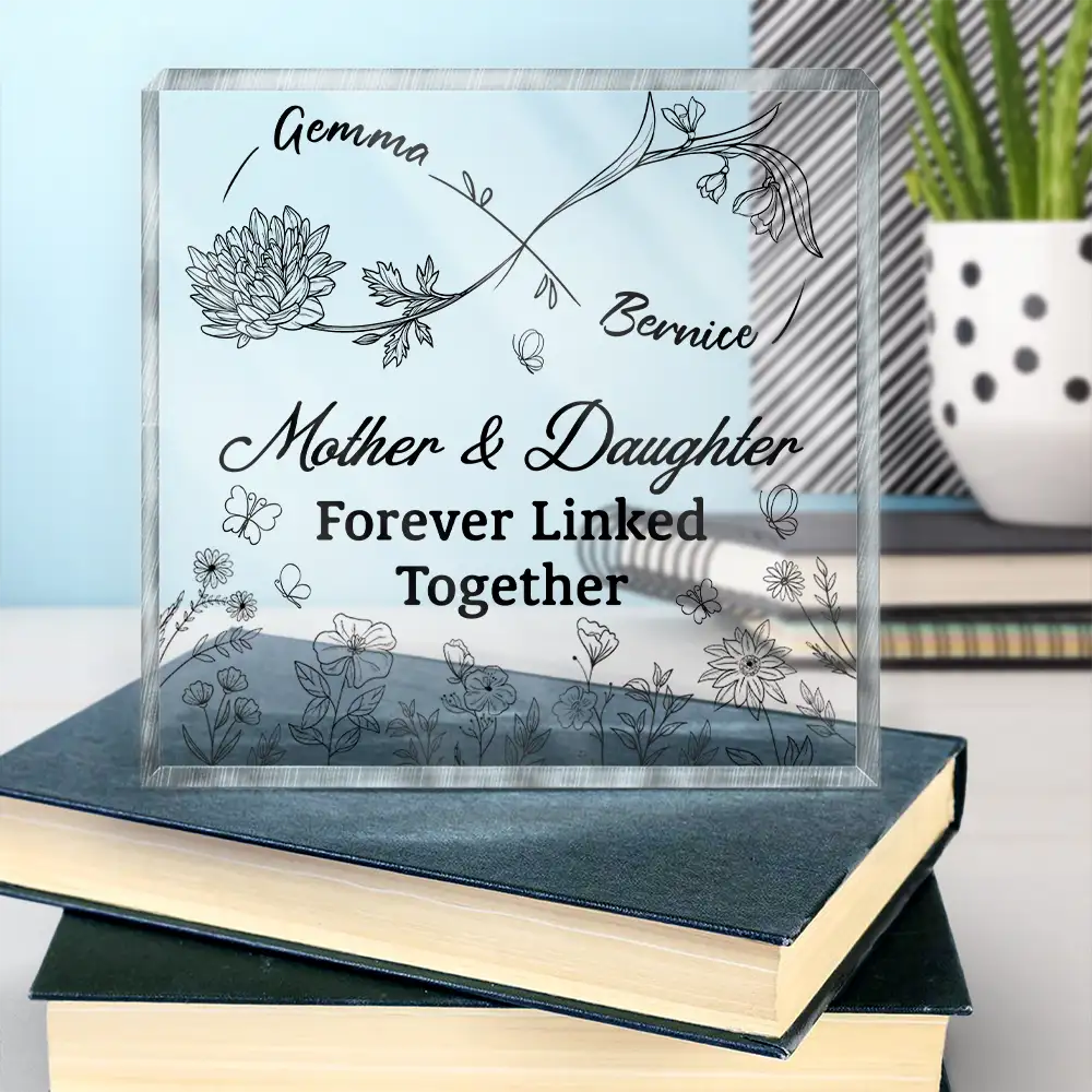 The Love Between Mother & Daughter Is Forever Infinity - Personalized Square Shaped Acrylic Plaque - Image 4