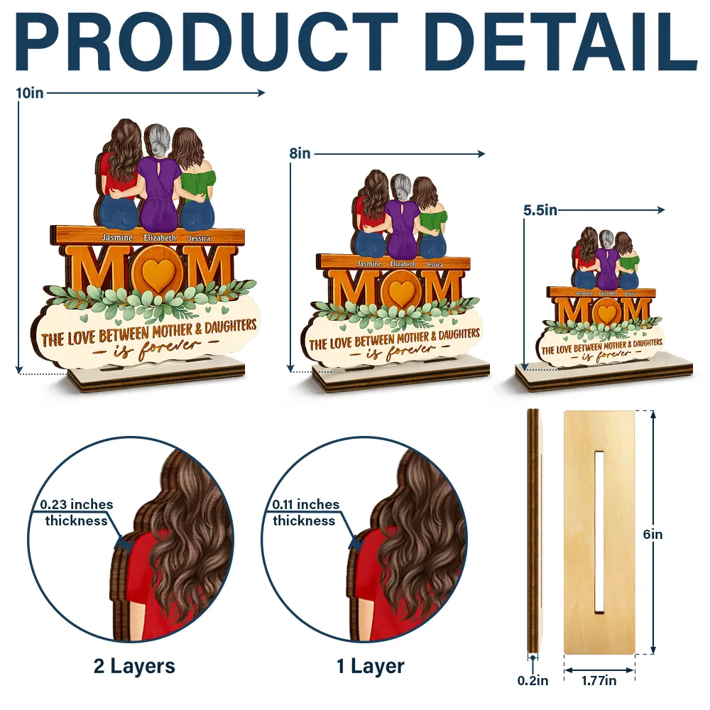 The Love Between Mother & Daughter Is Forever - Personalized Custom Shaped 2-Layered Wooden Plaque - Image 4