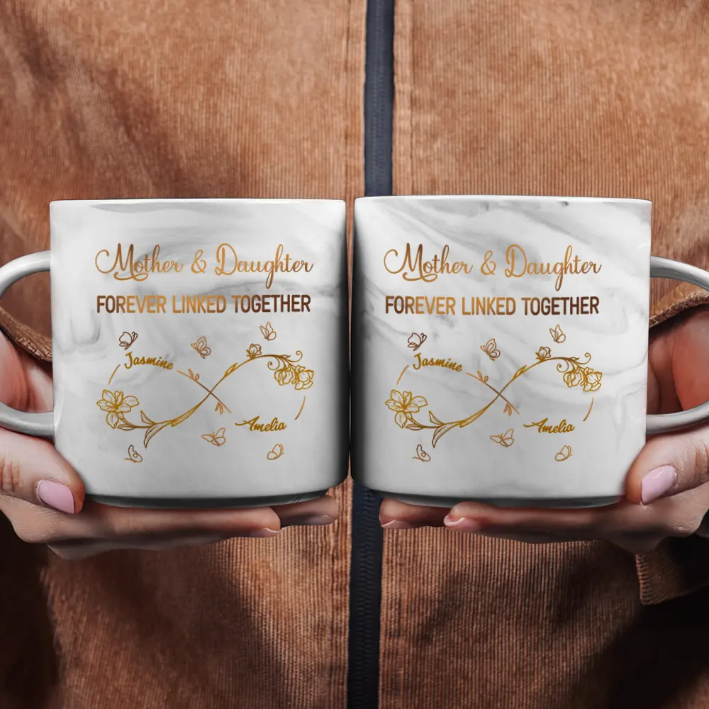 The Love Between Mother & Daughter Is Forever - Personalized Marble Mug - Image 2