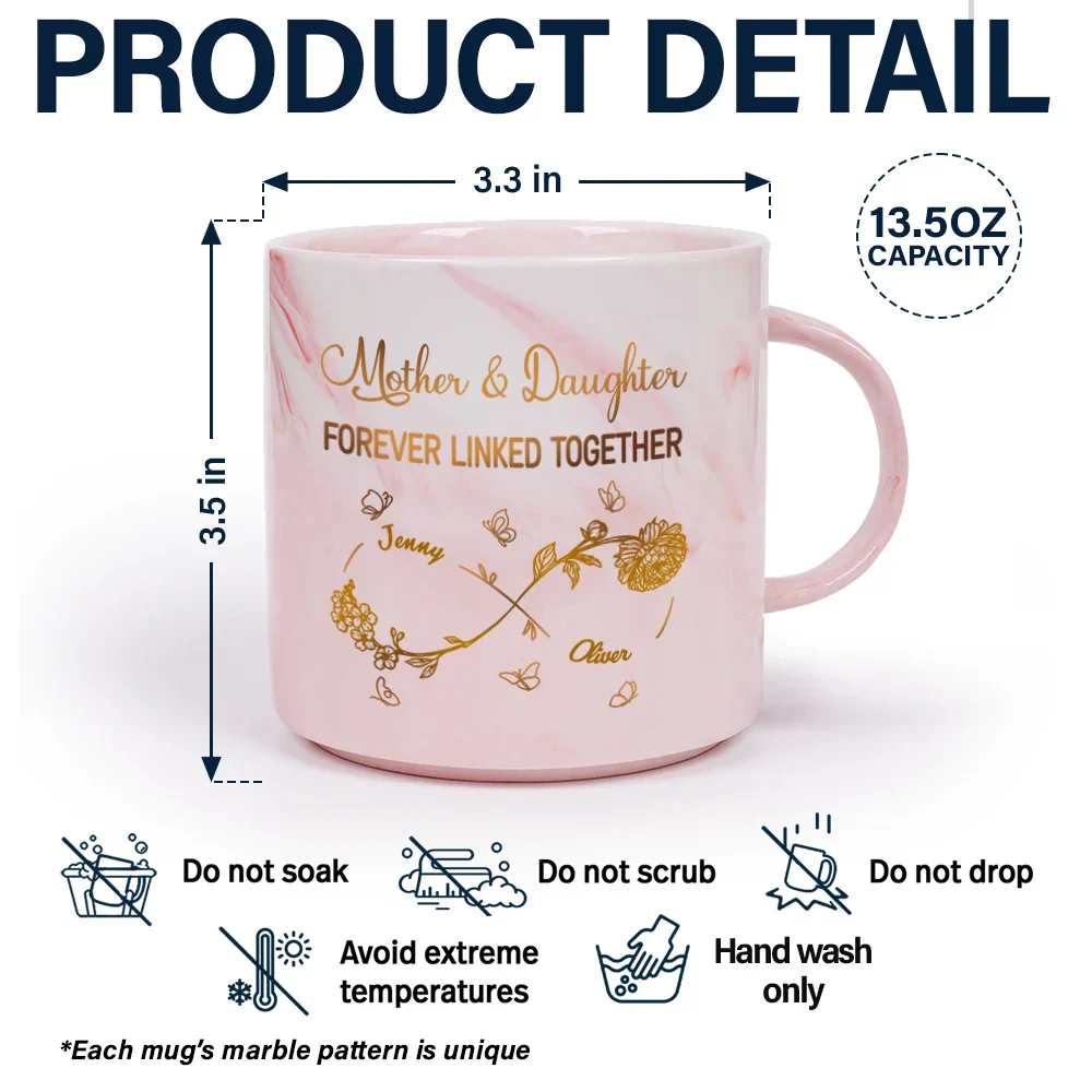 The Love Between Mother & Daughter Is Forever - Personalized Marble Mug - Image 5