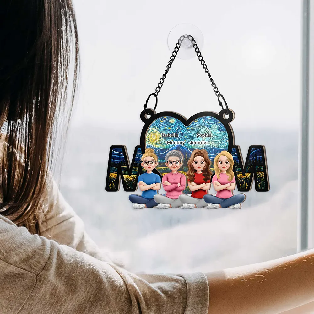 The Love Between Mother & Daughter Is Forever Sitting - Personalized Window Hanging Suncatcher Ornament - Image 4