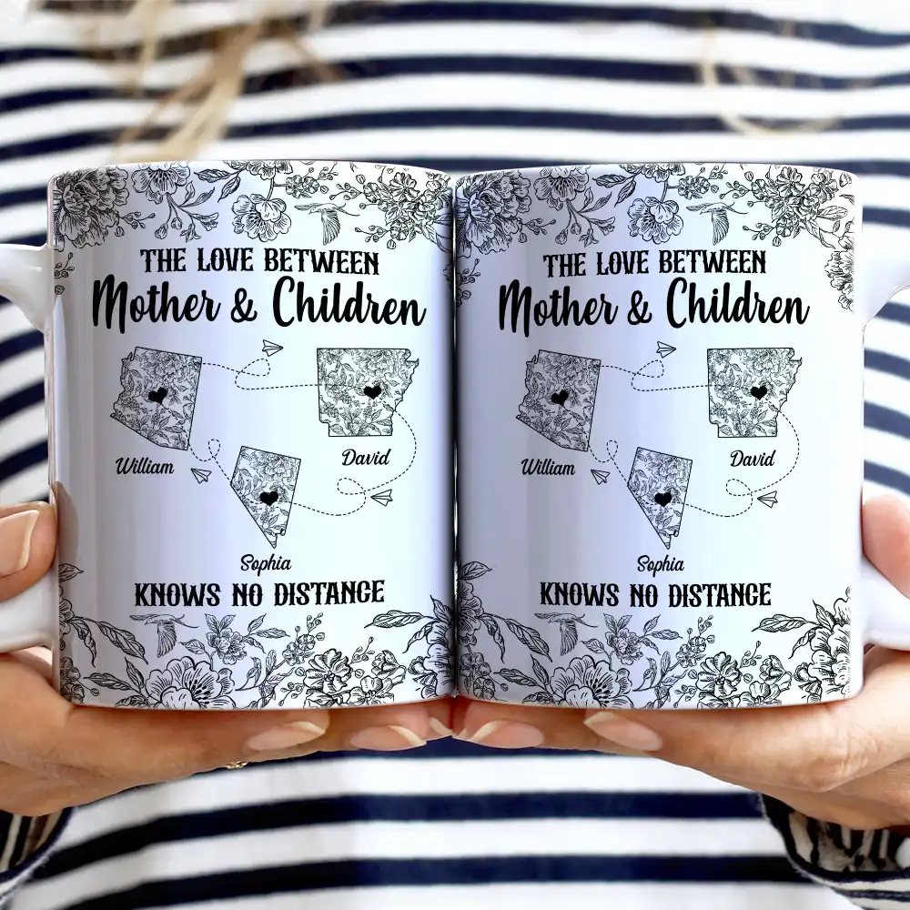 The Love Between Mother & Daughter Knows No Distance Toile - Personalized White Edge-to-Edge Mug - Image 2
