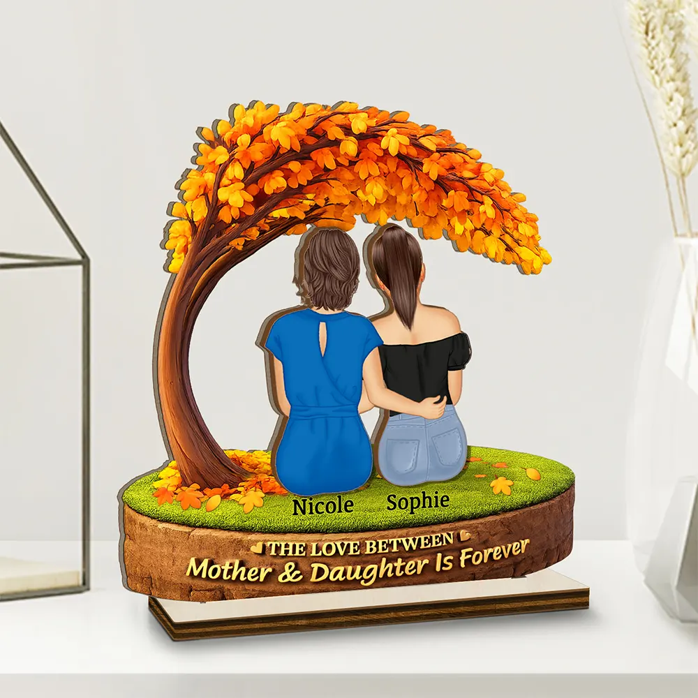 The Love Between Mother & Daughter - Personalized Custom Shaped 2-Layered Wooden Plaque - Image 2