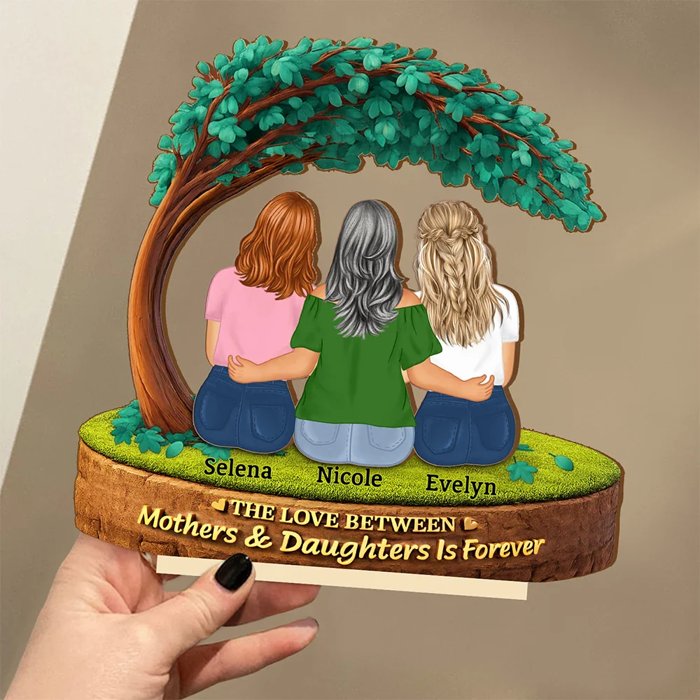 The Love Between Mother & Daughter - Personalized Custom Shaped 2-Layered Wooden Plaque - Image 3