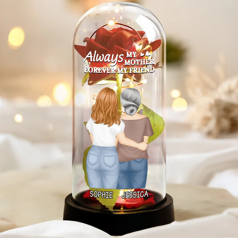 The Love Between Mother & Daughter - Personalized Everlasting Rose Dome Lamp - Image 3