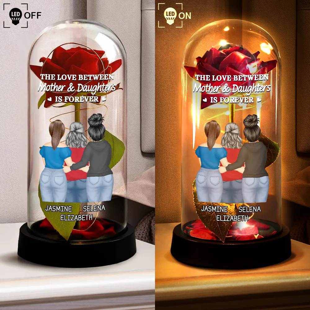The Love Between Mother & Daughter - Personalized Everlasting Rose Dome Lamp - Image 4