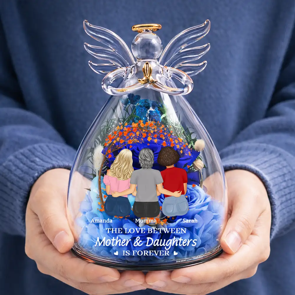 The Love Between Mother & Daughter - Personalized Flower In Glass Angel Figurine - Image 7