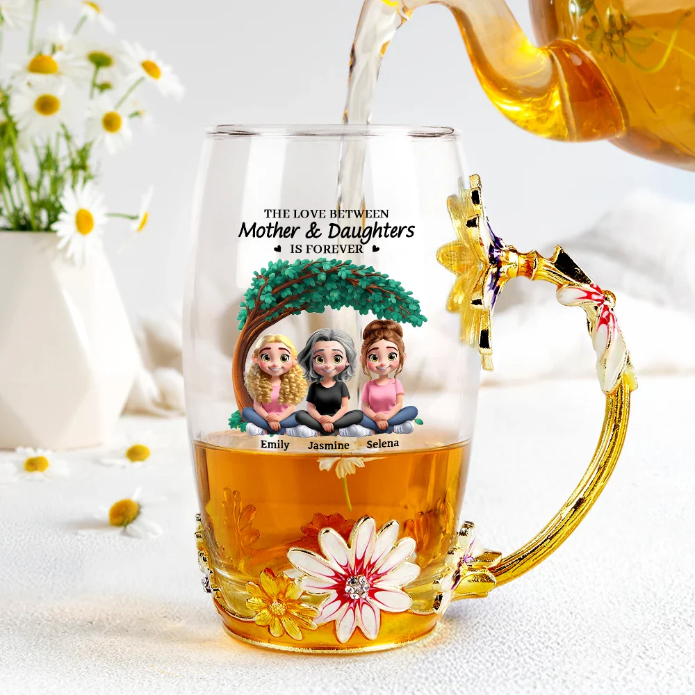 The Love Between Mother & Daughter - Personalized Glass Flower Tea Cup - Image 4