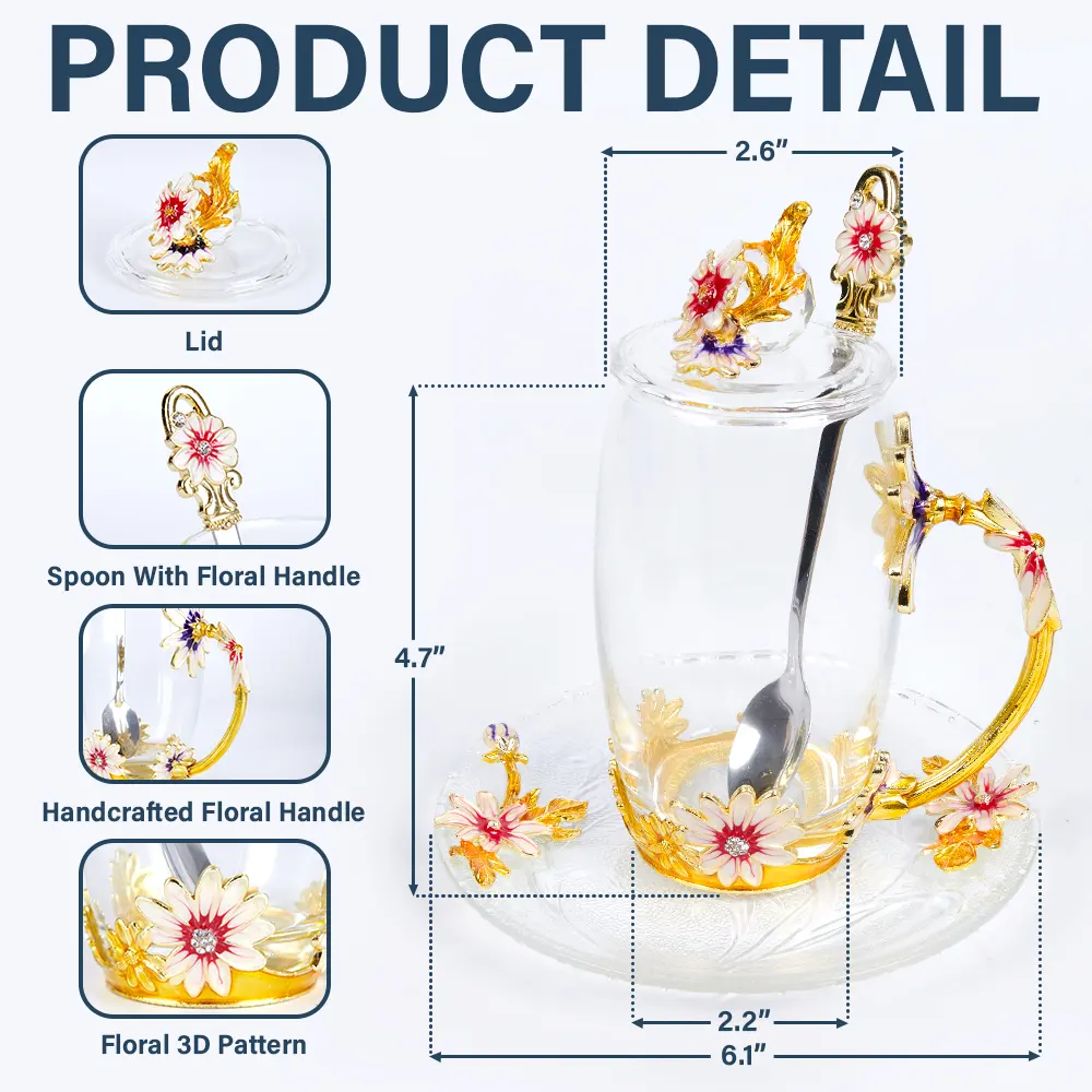 The Love Between Mother & Daughter - Personalized Glass Flower Tea Cup - Image 5