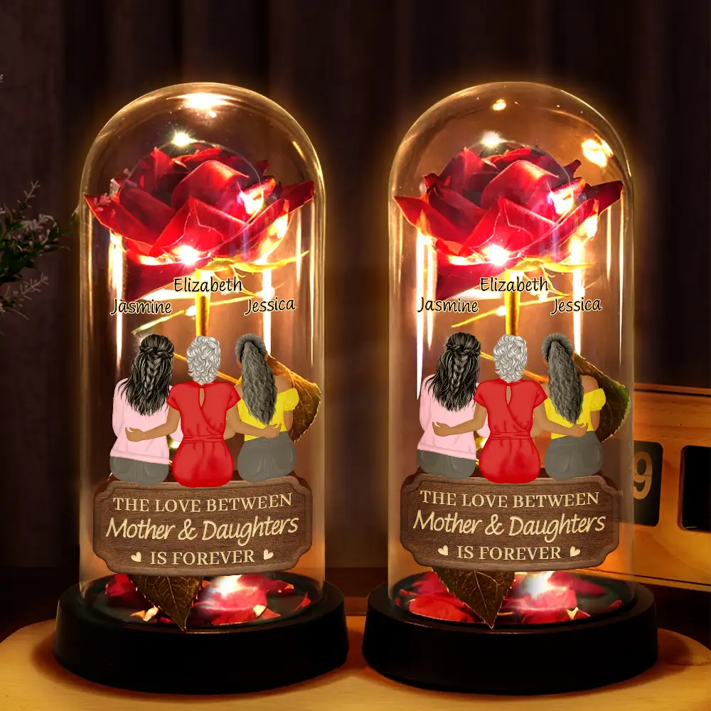 The Love Between Mother & Daughters Is Forever - Personalized Everlasting Rose Dome Lamp - Image 2