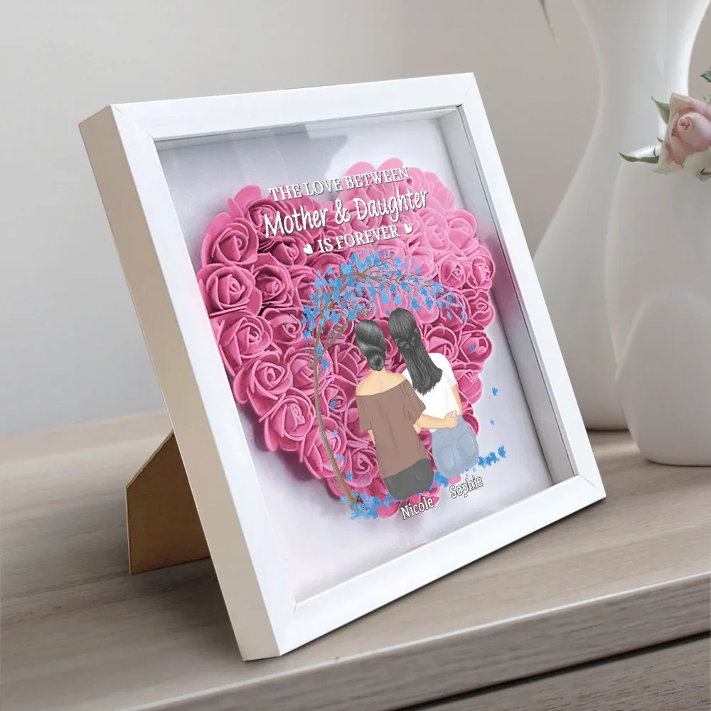 The Love Between Mother & Daughters Is Forever - Personalized Flower Shadow Box - Image 2