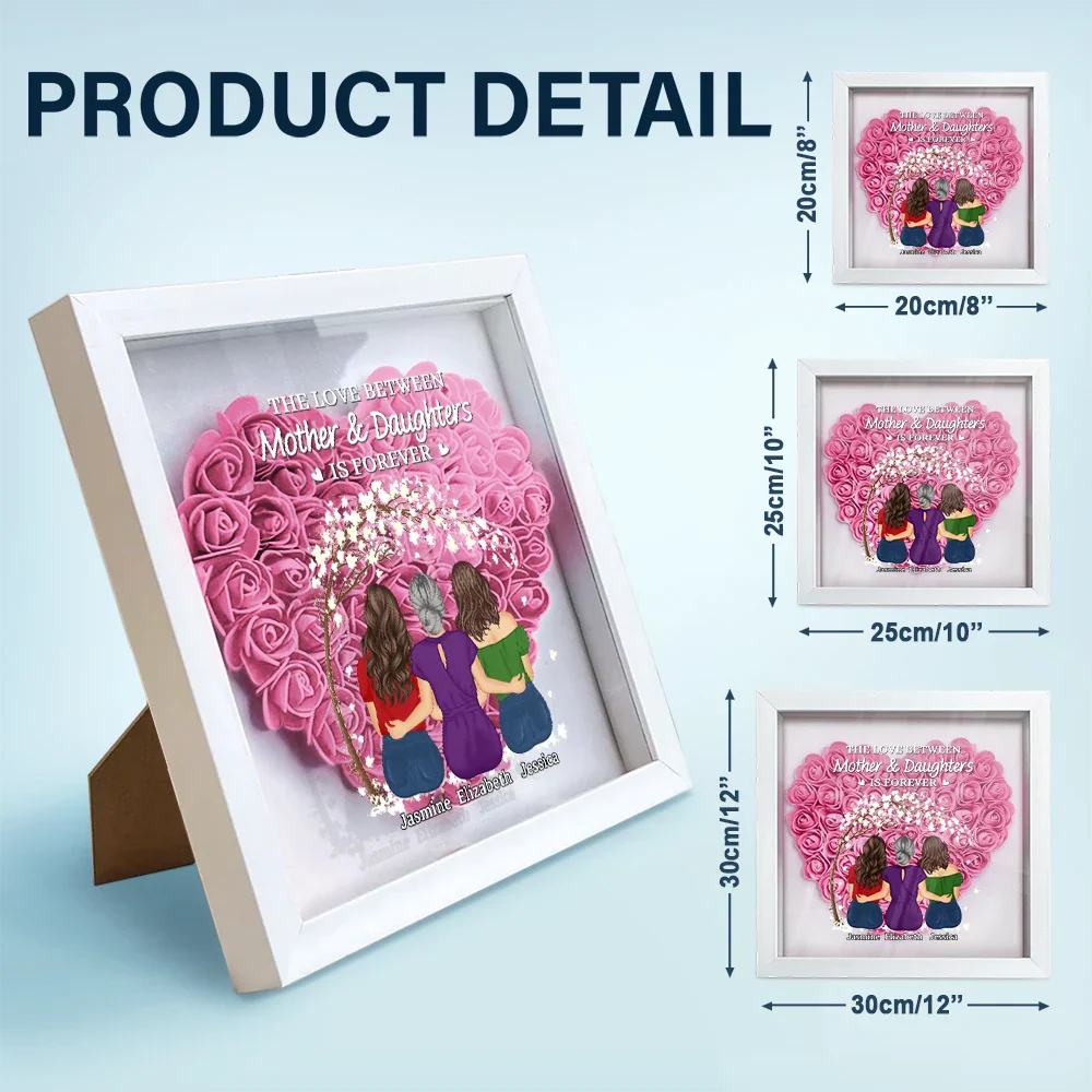The Love Between Mother & Daughters Is Forever - Personalized Flower Shadow Box - Image 5