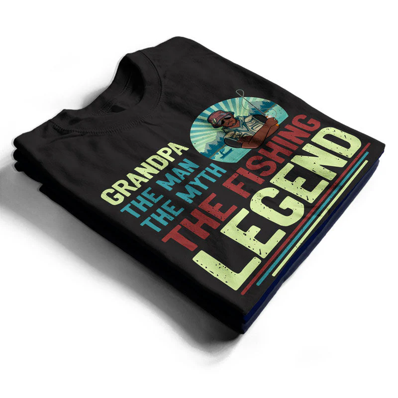 The Man The Myth The Fishing Legend - Gift For Father And Grandfather - Personalized Custom T Shirt - Image 2