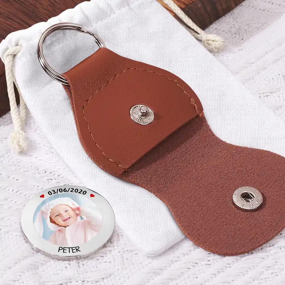 The Moment You Became My Mommy Daddy - Personalized Leather Pocket Hug - Image 2
